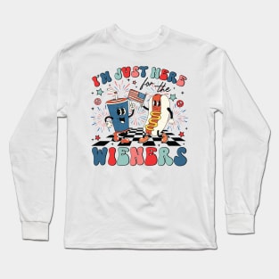 Hot Dog I'm Just Here For The Wieners 4Th Of July Long Sleeve T-Shirt